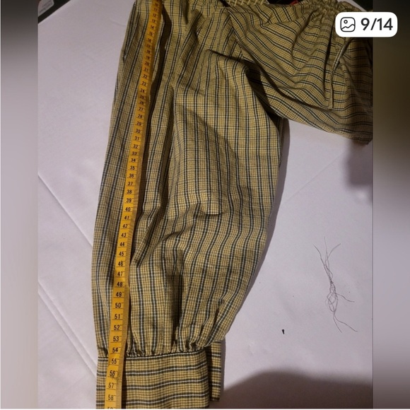 Levi's Yellow Striped Ruched Crop Blouse - Picture 9 of 14